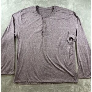7 Diamonds Mens Core Henley Performance‎ Shirt Sz XXL Long Sleeve Heather Purple